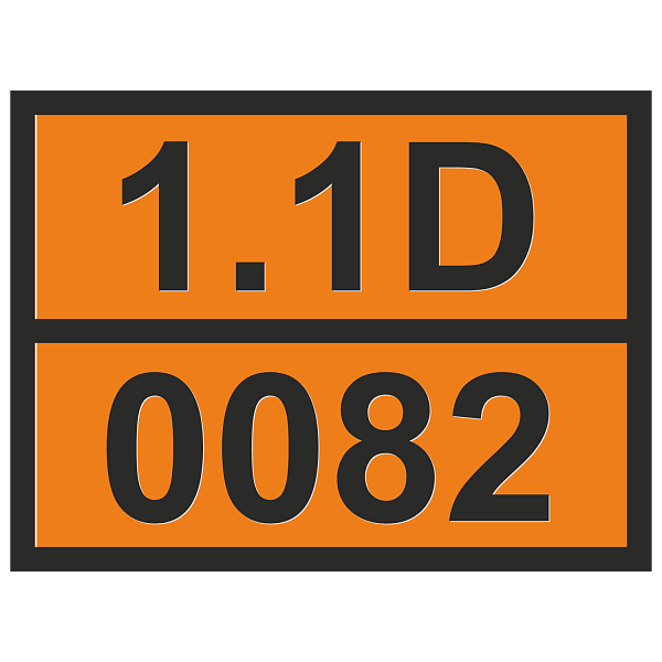 Табличка опасный груз 1.1D-0082 Взрывчатое вещество, бризантное, тип В в Дорожной инфраструктуре