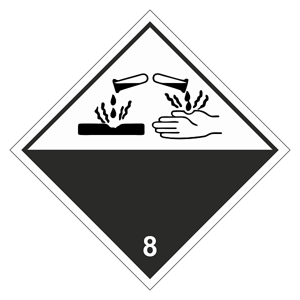 Знак опасности. Класс 8.1, 8.2, 8.3. Едкое/коррозионное вещество в Дорожной инфраструктуре